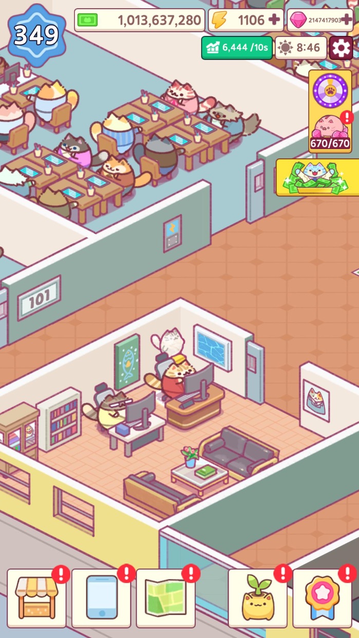 大富豪の猫育成ゲーム プレイ画面｜App Store公式