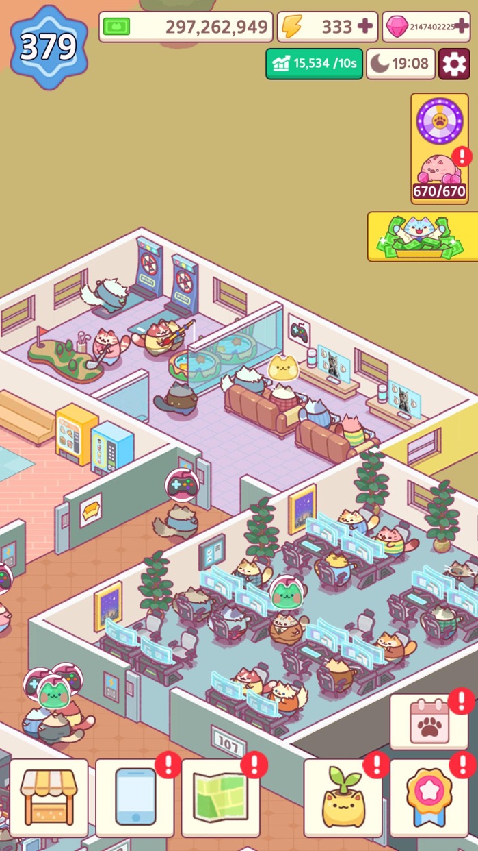 大富豪の猫育成ゲーム プレイ画面｜App Store公式