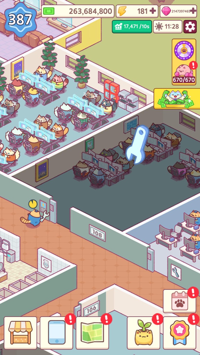大富豪の猫育成ゲーム プレイ画面｜App Store公式